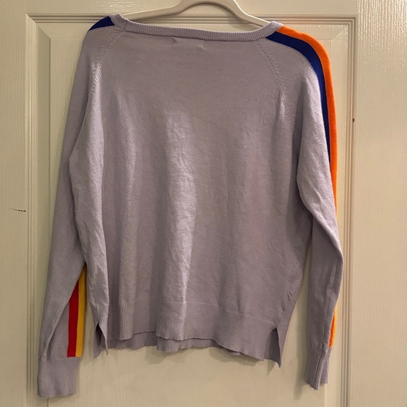 Avara Khloe Gray Striped Sleeve Crewneck Sweater  Large - Picture 8 of 8